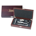 5 Piece Wine Set in Rectangle Mahogany Finish Box (9"x5 1/2")